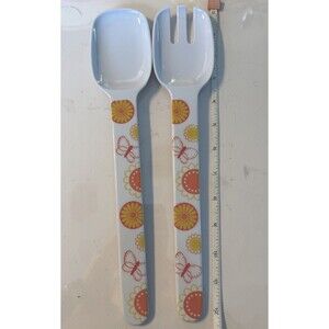 Salad Serving Spoon And Fork Set 12" melamine, Summer Design